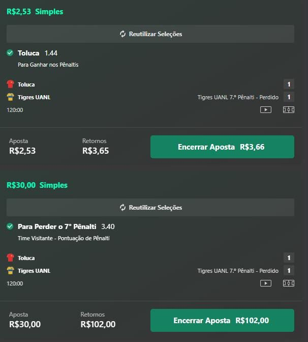 Comprovante: Odds desreguladas (Sequência de pênaltis)